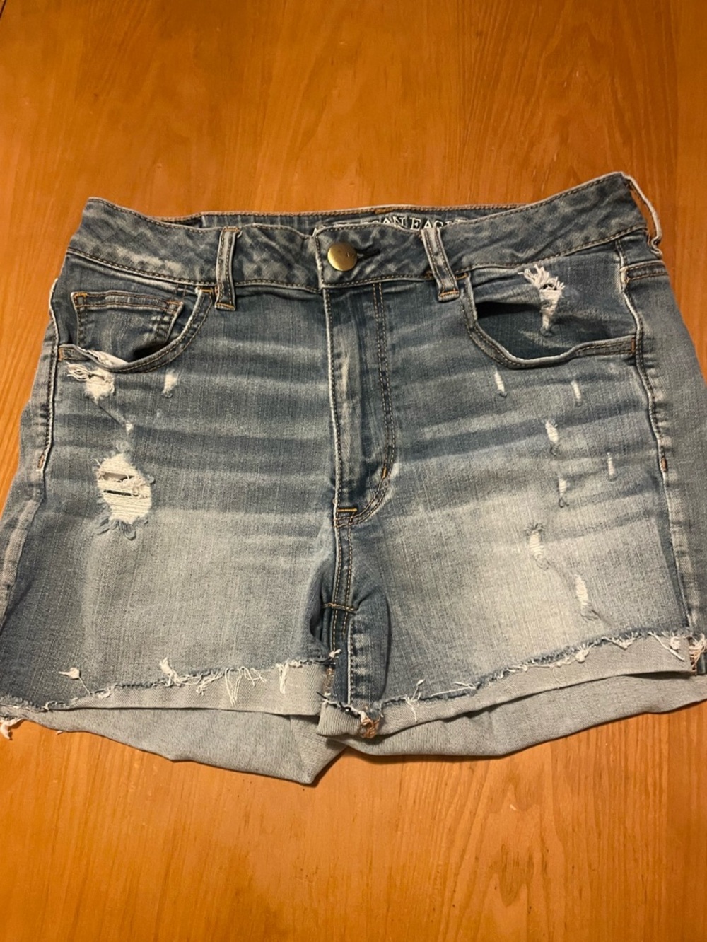 American Eagle Outfitters Light Blue Distressed Jean Shorts